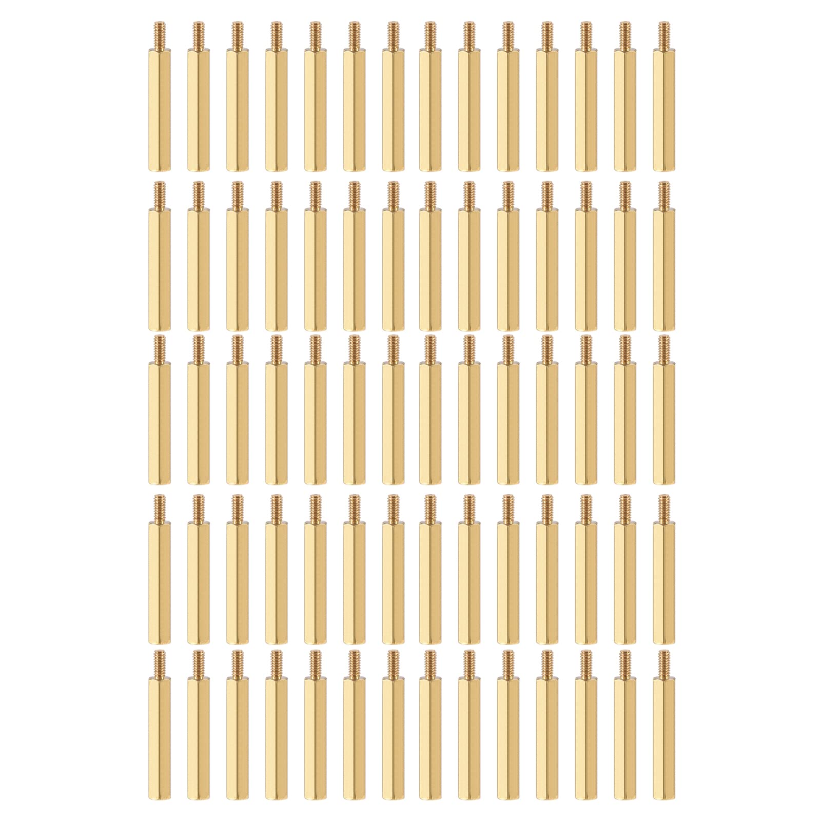 YOKIVE 50 Pcs M2.5 Standoff Screws, Brass Hex PCB Standoffs, Keep Height Consistent, Great for Motherboard (Gold Tone, 30mm+6mm)