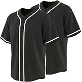 JC DISTRO Men's Premium Micro Polyester Baseball Team Jersey - Hip Hop Button Down Shirt, Multipack Available