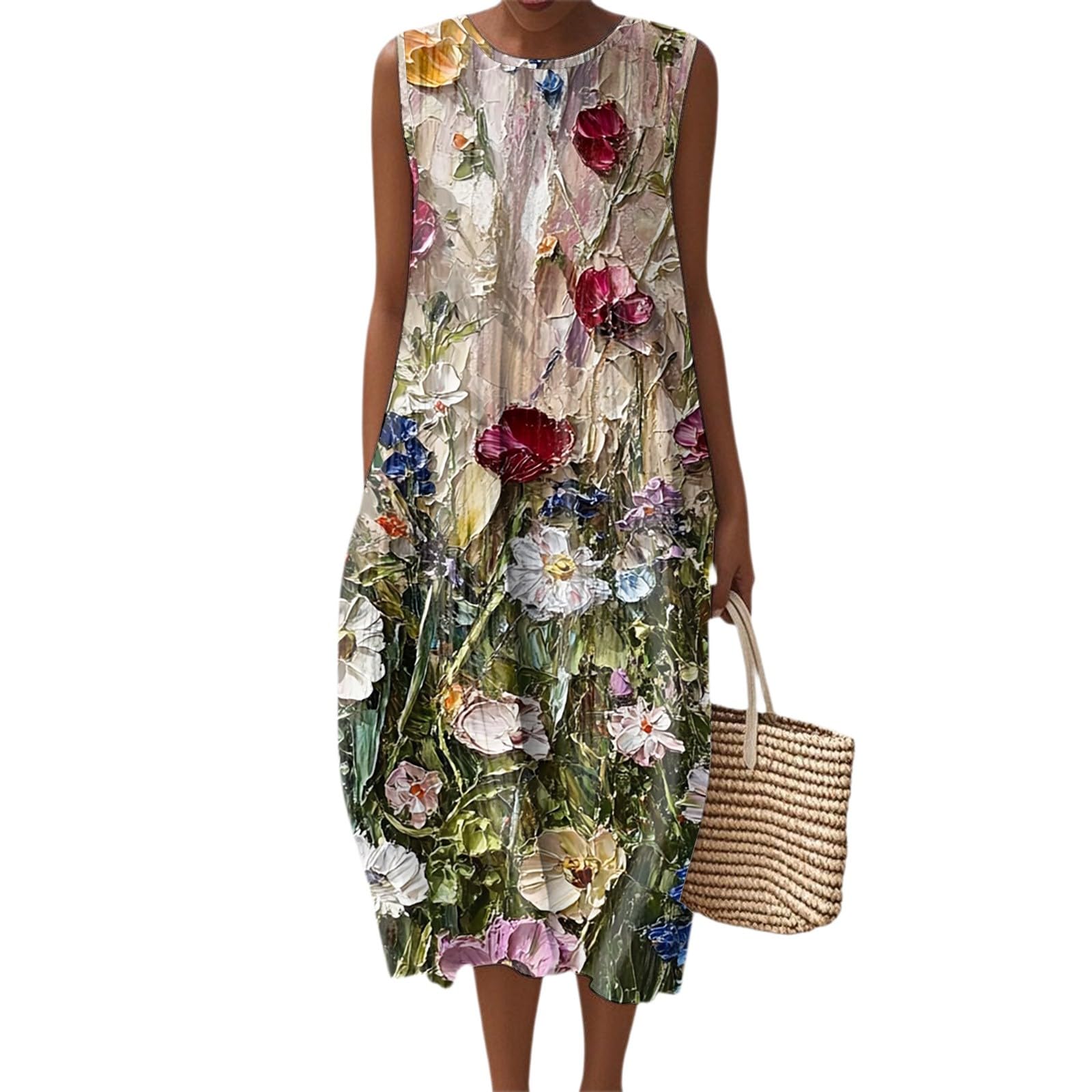 Dresses for Women Summer Fall Cotton Linen Midi