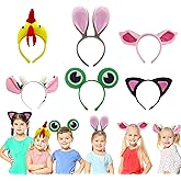 splolowil 6 Pieces Farm Animal Headbands Farm Animal Hair Hoop for Kids Adults Animal Cosplay Birthday Theme Party Supply Stage Performance