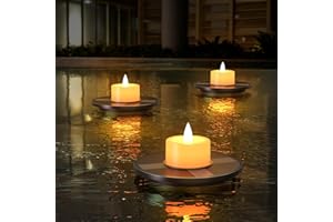 uuffoo 3 Pack Solar Floating Pool Candles Floating Pool Lights IP66 Protection Floating Candles for Pool Floating Pool Decorations for Pool Patio Garden Balcony Deck Poolside (B 3PACK)
