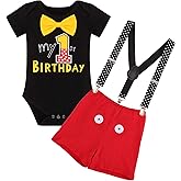 IBTOM CASTLE First Birthday Cake Smash Mouse Outfits for Baby Boys Gentleman Formal Suit Bowtie Bib Pants Tuxedo Clothes Set