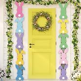 Yaomiao 10 Pcs Easter Porch Banner Pastel Bunny Rabbit Party Front Door Sign Wall Hanging Spring Decorations and Supplies for Home Office Farmhouse Holiday Decor