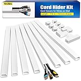 YesBes Cord Hider Kit for Wall Mount TV, Covers for Wires on Wall, Paintable Cable Raceway, W0.96in X H0.57in, 116in, White