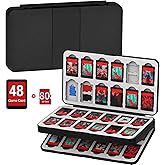 Fry Pond Switch game card case for Nintendo Switch/Switch2/OLED, Suitable for 80 Micro SD card and 48 Switch game cards, Portable Nintendo Switch game holder with hard shell, Black