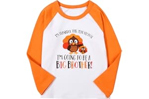 MNLYBABY Big Brother Shirt Baby Thanksgiving Tshirt Funny Turkey Graphic Baby Boy Promoted to Big Bro Announcement Raglan Tee Top