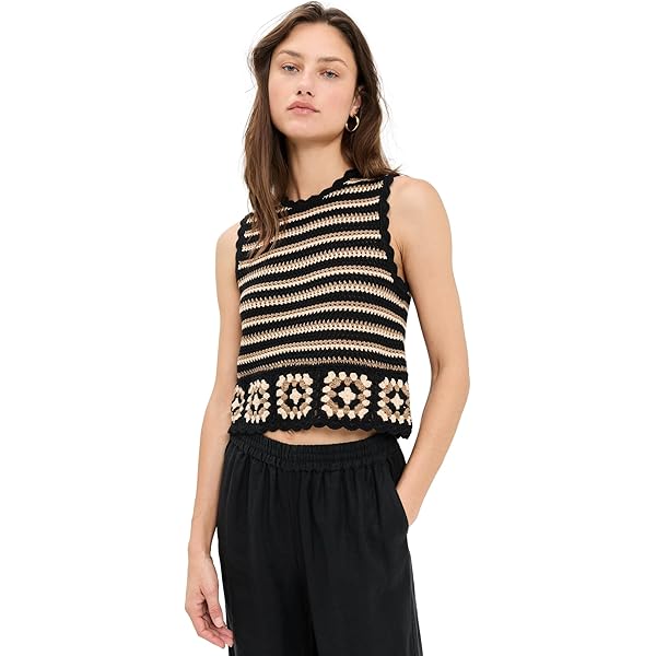 Rails Women's x LSpace Akira Top, Sun Embroidery, Black