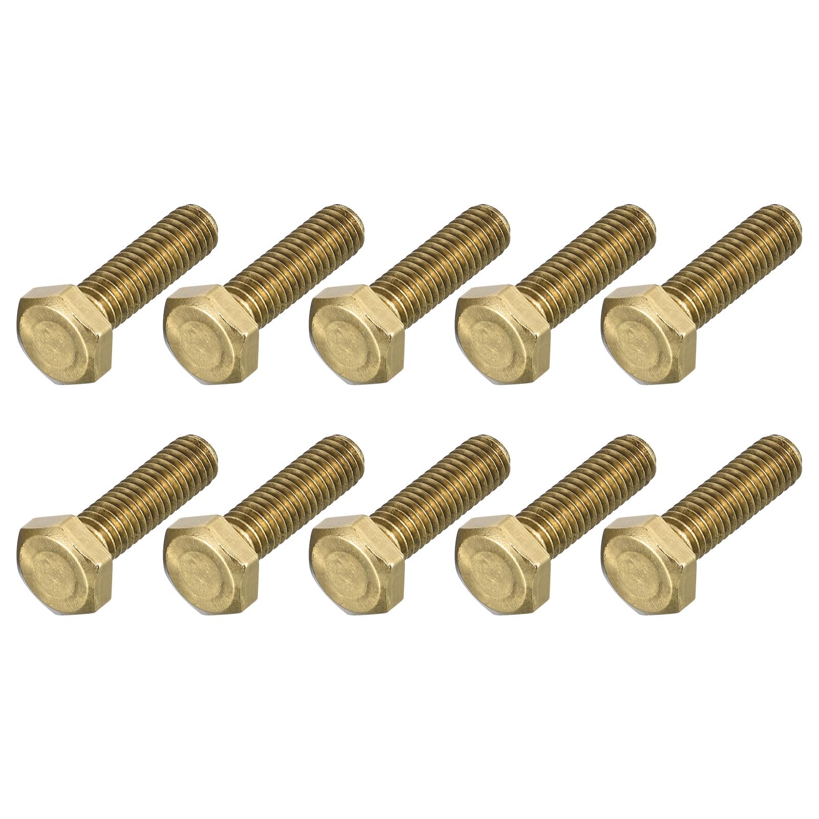 METALLIXITY Hex Head Screw Bolt (M6-1x20mm) 30Pcs, Brass Fully Threaded Solid Brass Hex Bolts Machine Screws - for Machinery Repair