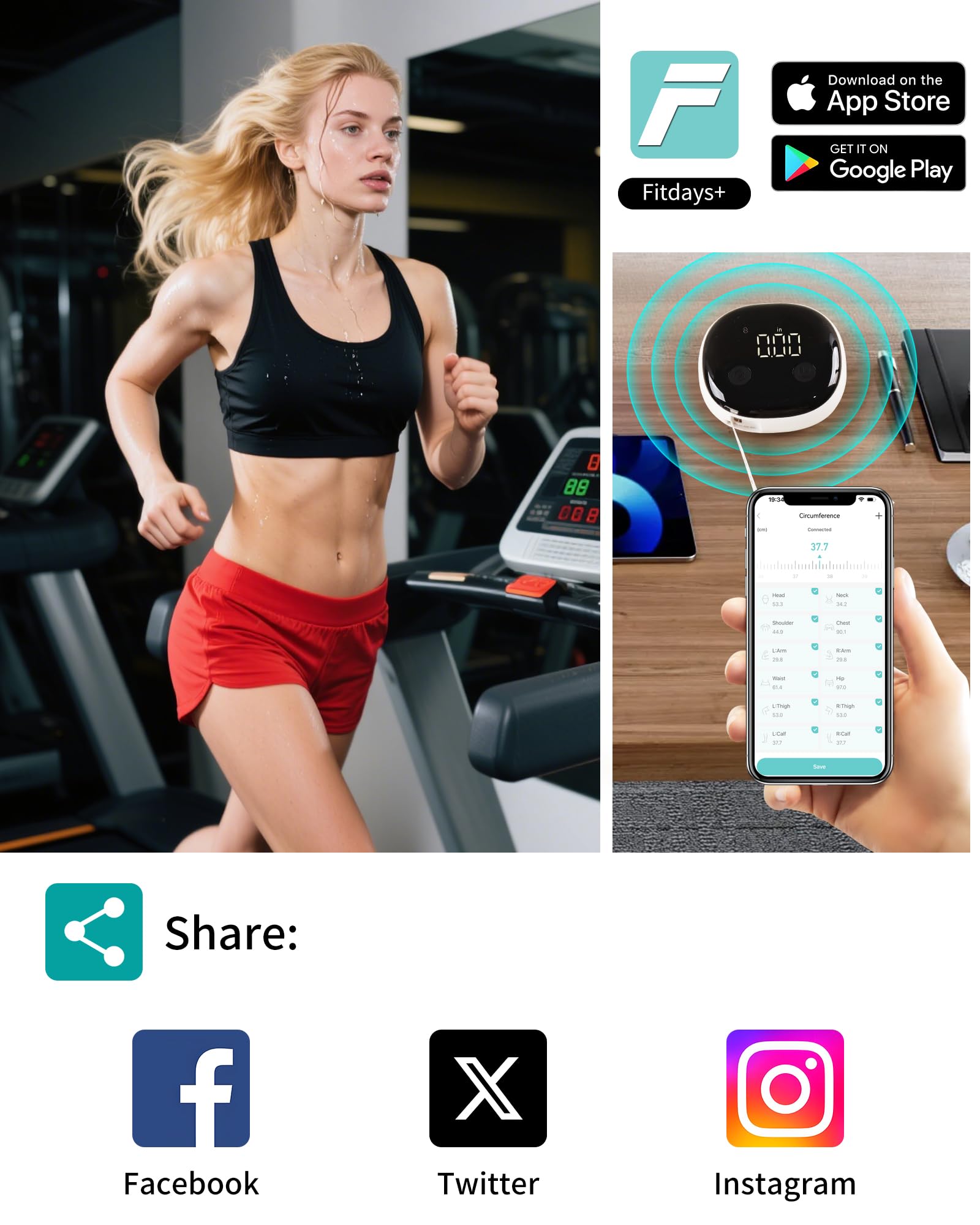 Smart Body Measuring Tape - Bluetooth Measuring Tape for Body Measurements with App - LED Display and Locking Retractable Measure for Weight Loss/Fitness - 60in/150cm