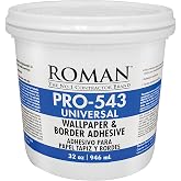 ROMAN&rsquo;s PRO-543 Universal Border and Wallpaper Adhesive, White, 32-Ounce | For Non-Woven Wallpaper and Borders - Easy Brush or Roller Application