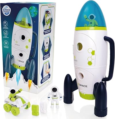 Science Kidz Space Rocket Set 42cm Lights Sounds 2 Astronauts Rover Kids 3-5
