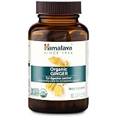 Himalaya USDA Organic Ginger Root Capsules, 60 Caplets, 60 Day Supply | Digestive Health Ginger Supplement for Nausea, Upset Stomach Relief, Occasional Bloating &amp; Heartburn - Vegan, Non-GMO