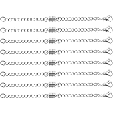 Qulltk Magnetic Necklace Extender Silver Adjustable Chain Extenders for Necklaces,Magnetic Jewelry Clasps and Closures for Women