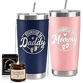 Pregnancy Gifts for New Parents, Mommy and Daddy 20Oz Tumbler Set, Cool Gifts Set Ideas for Couples,First Time Moms Dad to Be, New Parents on Mother's Day Father's Day Christmas Gift(Pink & Navy Blue)