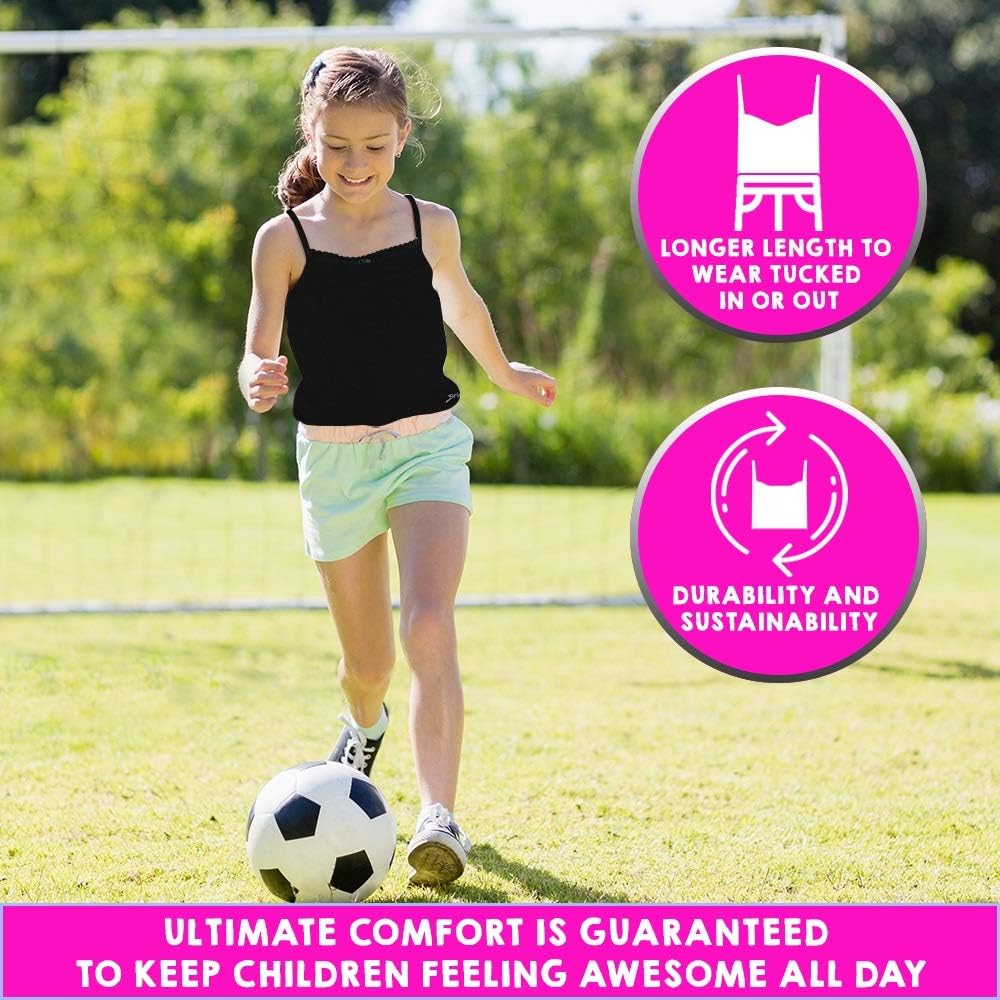 Brix Camisole Tank Top Undershirts for Girls- Cotton, Tagless, Sleeveless- 4 Pack: Clothing
