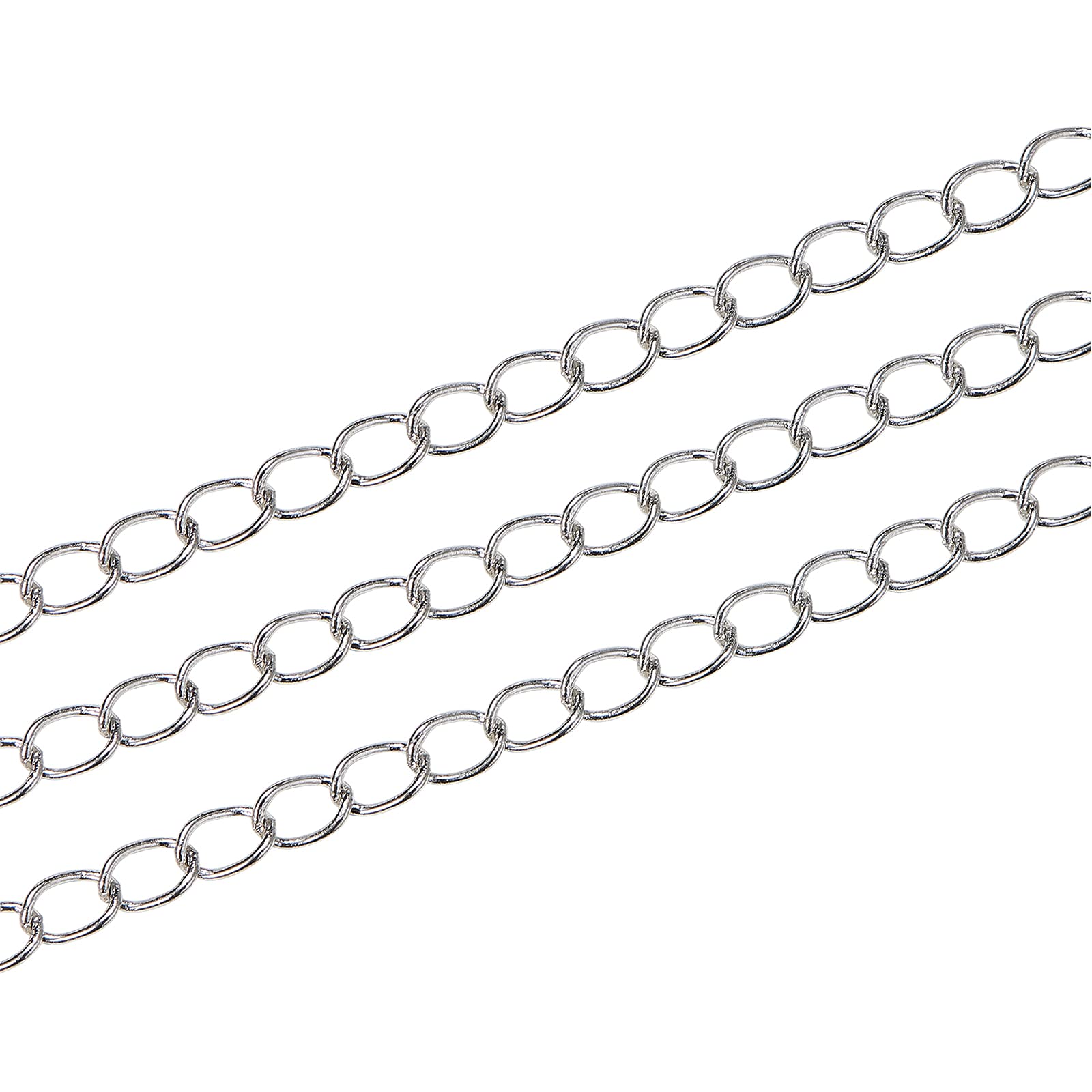 UR URLIFEHALL 16.4 Feet/5m Oval Platinum Soldered Brass Curb Chains for Men Women Jewellery Chain DIY Making