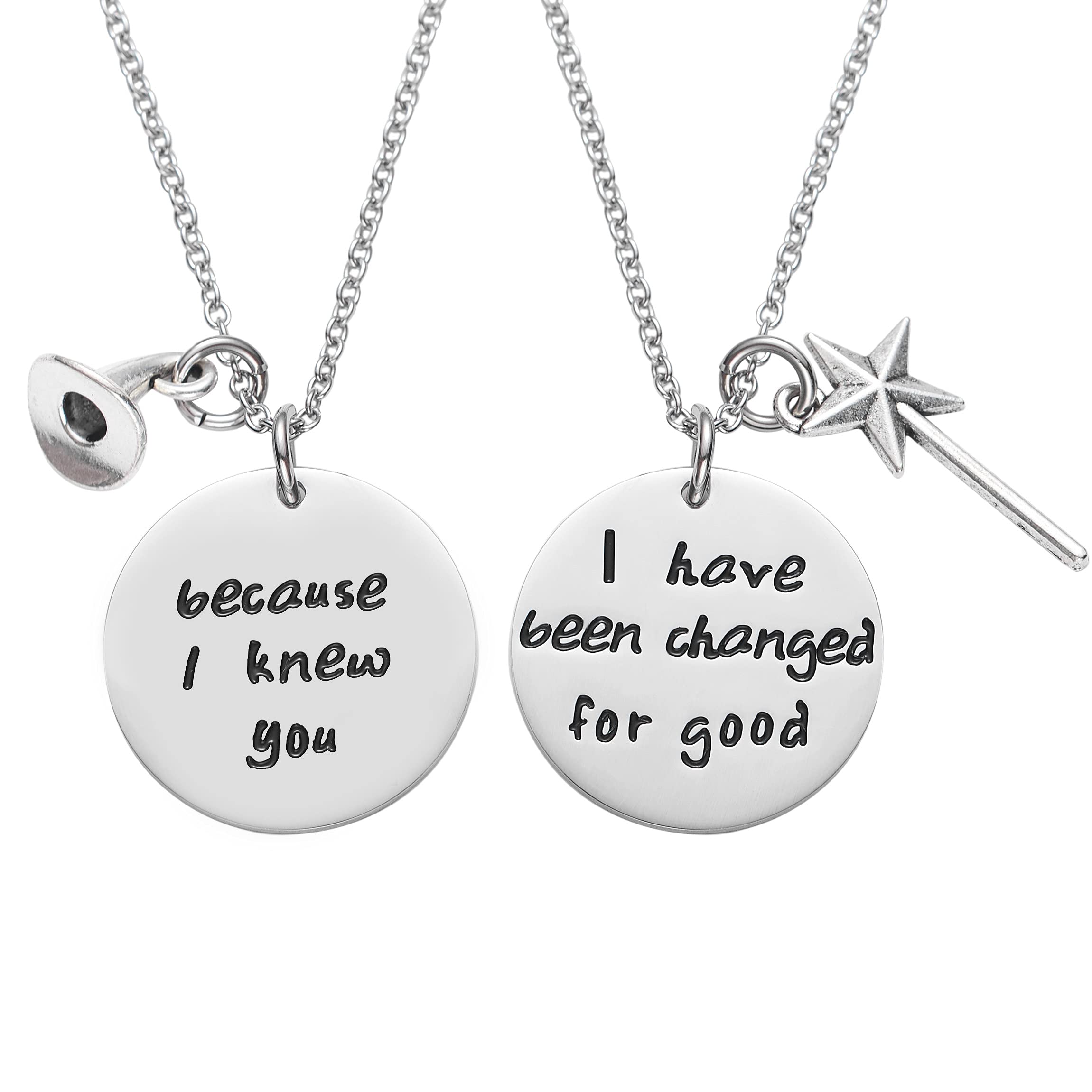 Melix Home Wicked The Musical Necklace Because I Knew You,I Have Been Changed for Good Gifts for Sister BFF Gifts Necklace Set of 2