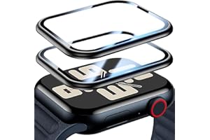 Uyiton 2 Pack for Apple Watch SE/6/5/4 Screen Protector 40mm, [Strong Adsorption] Titanium Alloy Frame+Diamond Hard Tempered Glass Full-Coverage High-Touch iWatch 40 mm Protective Cover, Black