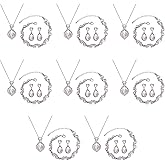 SPRJF Bridesmaid Jewelry Set for Women,Pendant 18K Gold & Silver & Rose Gold Plated Pendant Necklace Earrings Bracelet Set,Dainty Gift for Wedding/Proposal/Party/Anniversary