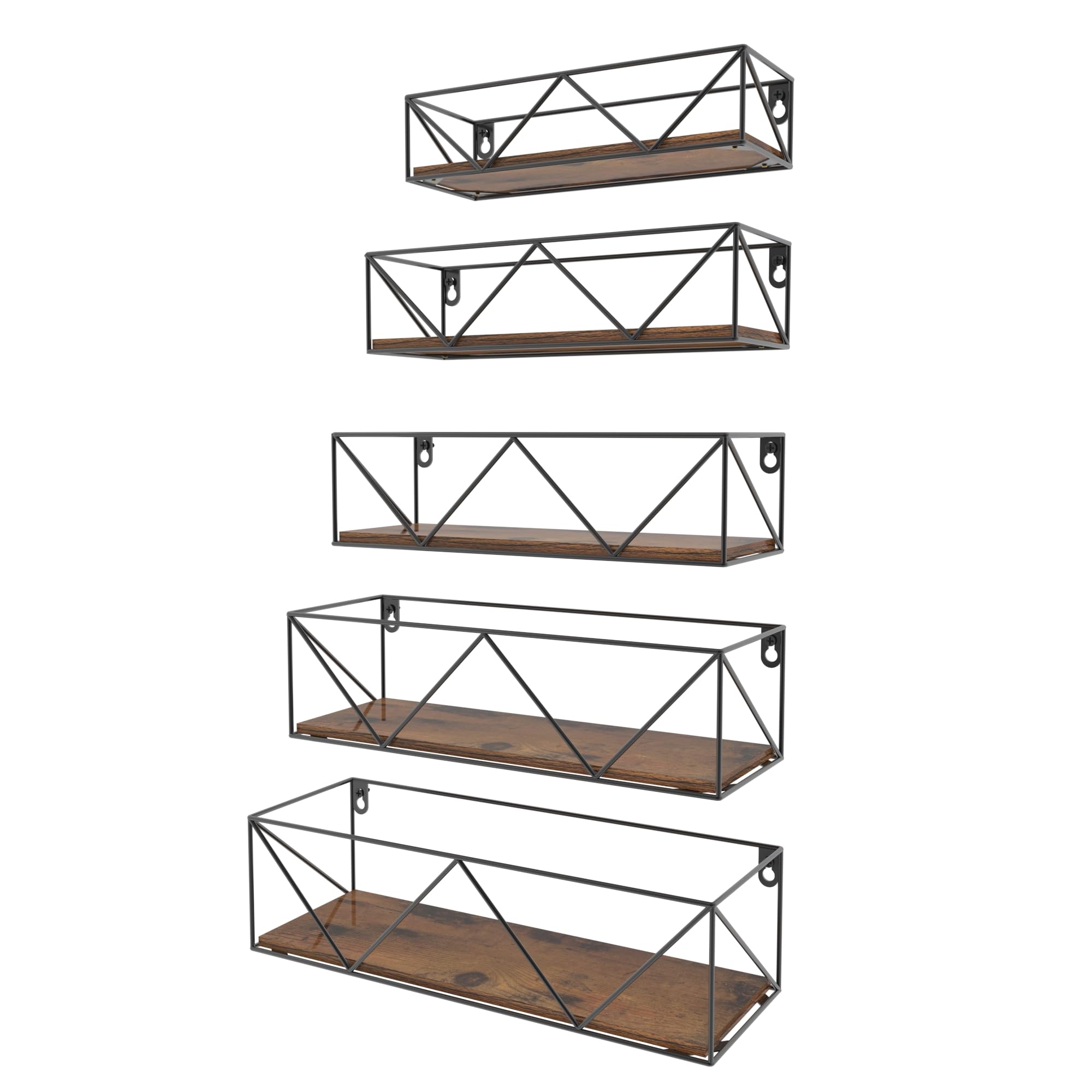 EYMPEU 5 Pack Floating Shelves for Wall, Rustic Wall Shelf for Kitchen, Bedrooms, Living Room, Bathrooms, Office, Laundry Room