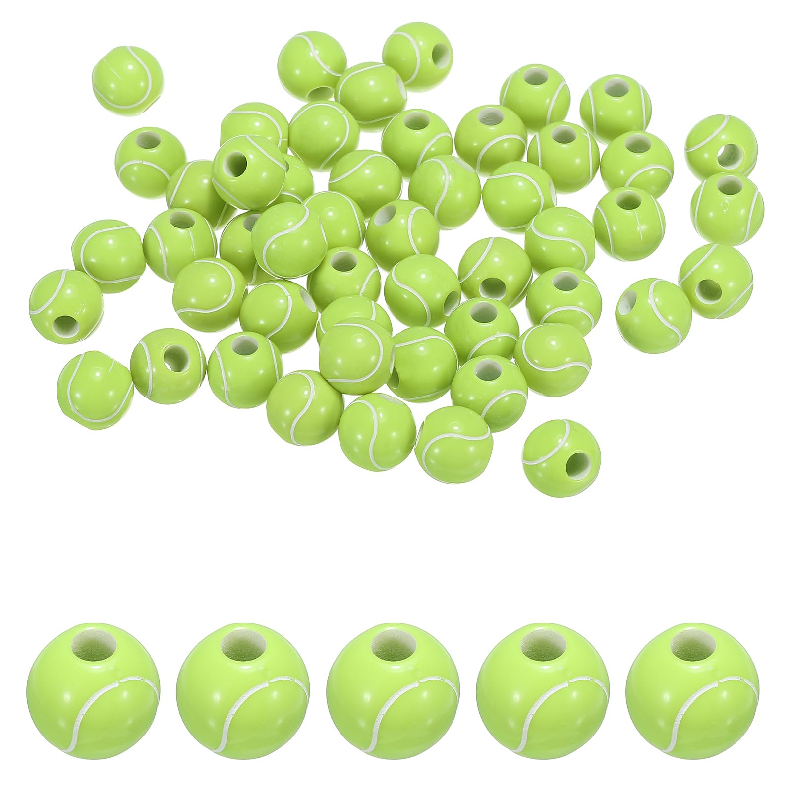 PATIKIL 12mm Sports Ball Beads, 100 Pcs Acrylic Tennis Beads Bulk Round Sports Spacer Beads for DIY Crafts Bracelet Necklace Making, Green