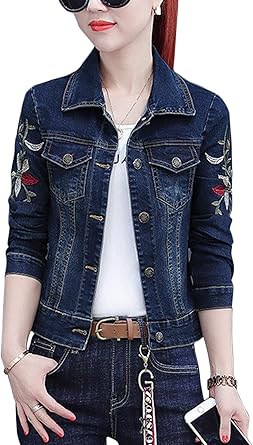 embroidered denim jacket amazon