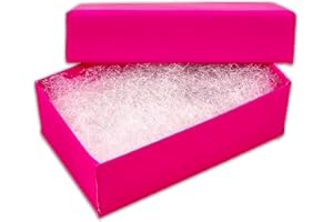 THEDISPLAYGUYS FOR YOUR MODERN LIVING The Display Guys - 100-pack #21 Cotton Filled Cardboard Kraft Paper Jewelry Boxes Gift Cases - Neon Fuchsia (2.6" x 1.6" x 1.0")