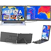 KEFEYA Laptop Screen Extender 14", FHD 1080P IPS Laptop Monitor Extender, Portable Monitor for Laptops 13-17" with USB-C/HDMI Port, Plug n Play for Windows/Mac/Android/Switch/PS5