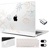 MEEgoodo Compatible with MacBook Pro 14 inch Case (M5/M4/M3/M2/M1) 2025 2024 2023 2021, Case Fit Model A3434/A3112/A3401/A3185/A2918/A2992/A2779/A2442 Pro/Max, Engraving Floral