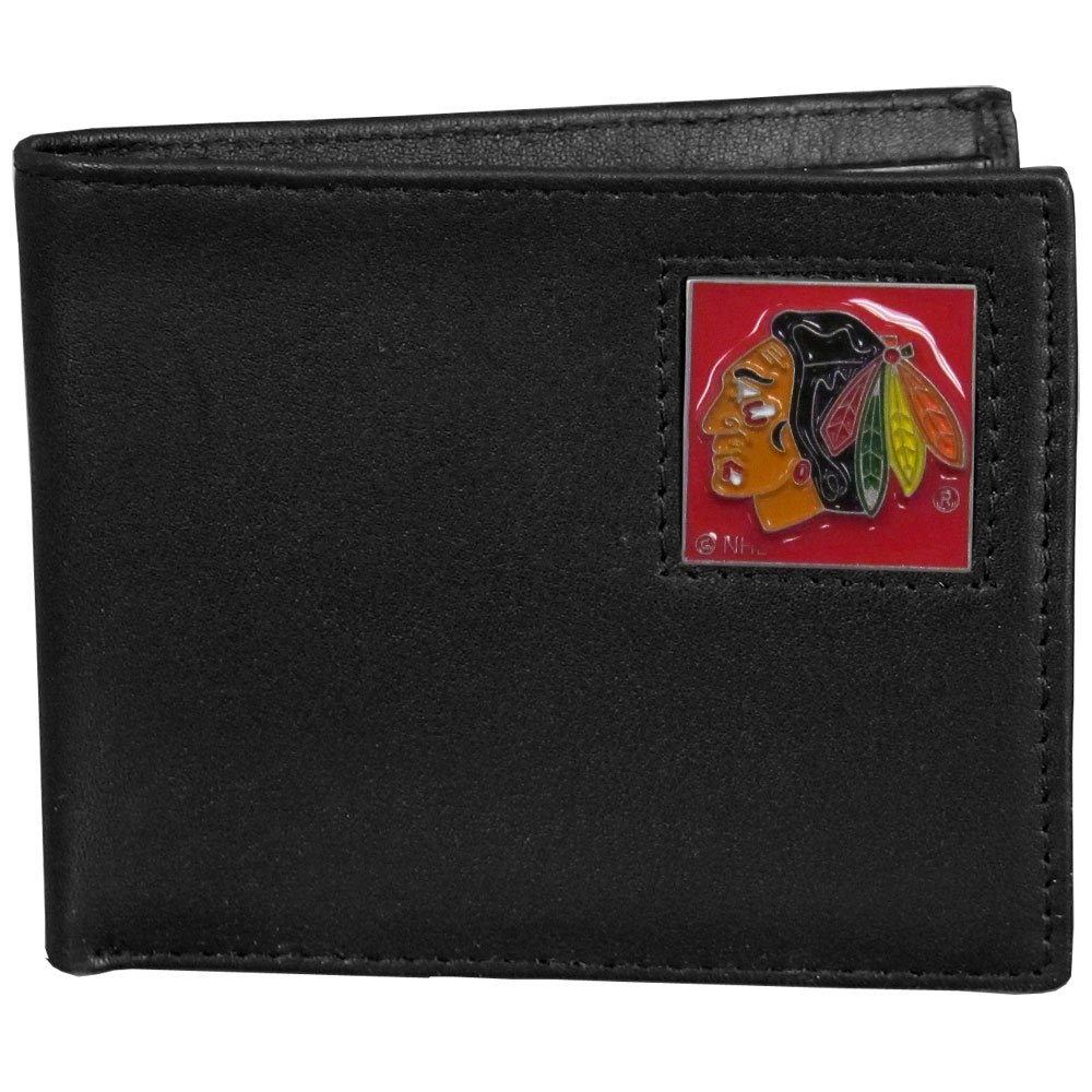 Siskiyou Sports NHL Chicago Blackhawks Leather Bi-Fold Wallet Packaged in Gift Box, Black