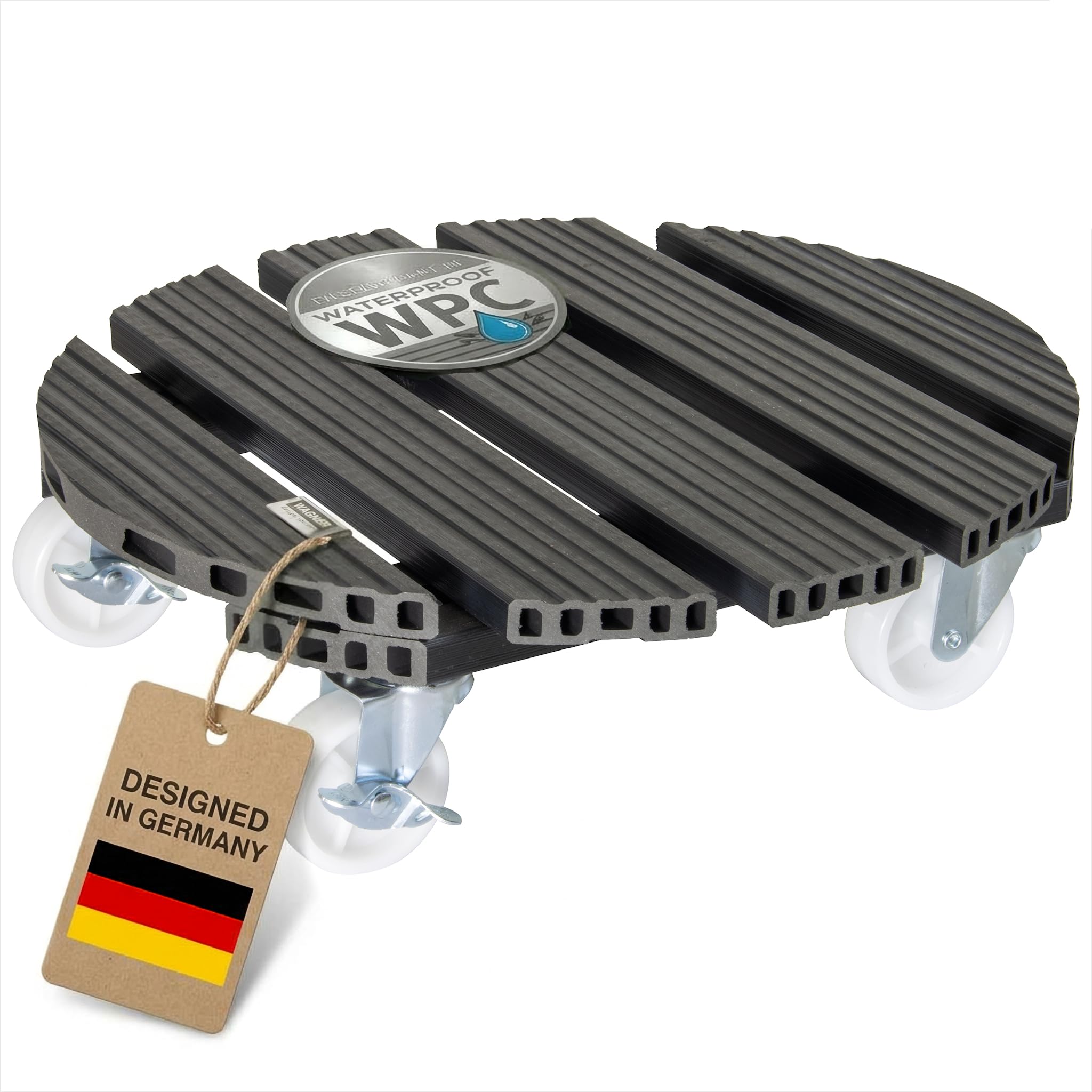 WAGNER design yourself WAGNER Plant trolley WPC Ø 38,5 x 11 cm Plant & Flower trolley for indoor + outdoor use Container trolley,terracotta Load capacity 120 kg - 20054501,Anthracite,64-0545