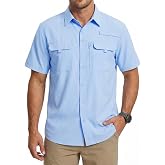 WULFUL Men's Sun Protection Fishing Shirts UPF 50+ Lightweight Quick Dry Cooling Short Sleeve Shirts for Work Hiking Safari