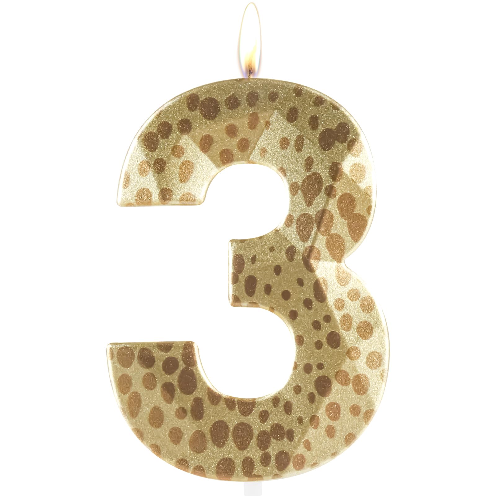 Metallic 3D Lion Wild One Birthday Candles, Number 3 Candle, Happy 3rd Birthday Candle for Cake, Jungle Safari Cake Topper Decorations for Boys Girls Birthday Party Anniversary Celebration Supplies