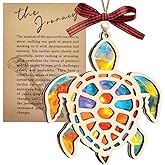 Sea Turtle Ornaments for Christmas,Sea Turtle Acrylic Suncatcher Ornament with Story Card, Beach, Sea Turtle Theme Gift, White Elephant Presents for Friendship