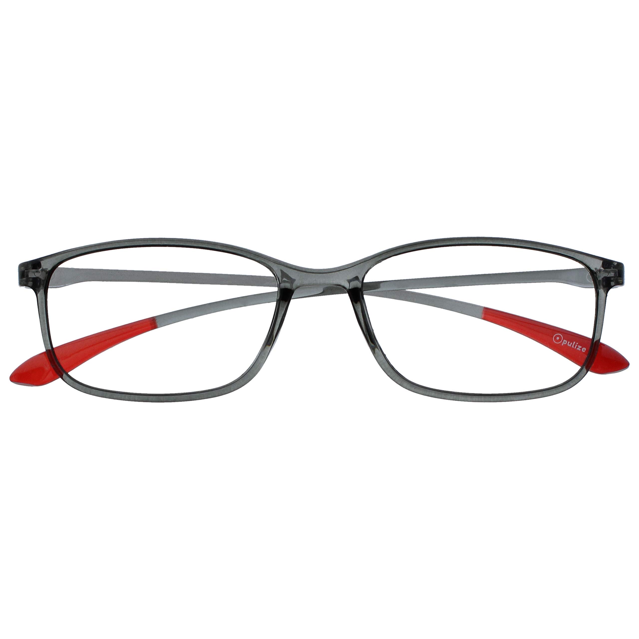 OPULIZE Ice Reading Glasses Ultra Lightweight Frame Scratch Resistant Crystal Grey Red Tip Mens Womens R61-7 +1.00 — image 1