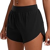 ZKIEYS Womens Mid Waisted Dolphin Athletic Shorts for Women Lightweight High Split for Gym Workout with Liner Quick Dry