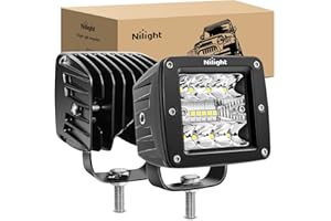 Nilight LED Pods 2Pcs 3 Inch 42W LED Cubes Spot Flood Combo Square Driving Fog Off Road Work Lights for Trucks Pickup Golf Cart SUV ATV UTV 4x4 Van Camper