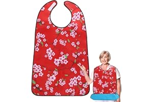varlldibao Adult Bibs for Women, 1 Pack Adult Bibs for Elderly Women,Reusable Bibs for Adults Women，Waterproof Adult Bibs for Eating，Bibs for adults senior citizens Washable