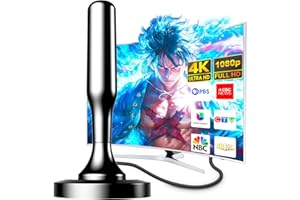 Indoor TV Antenna for Local Channels, 2025 Long Range Antenna for Smart TV 360° Reception,Digital TV Antenna for All Smart/Ol