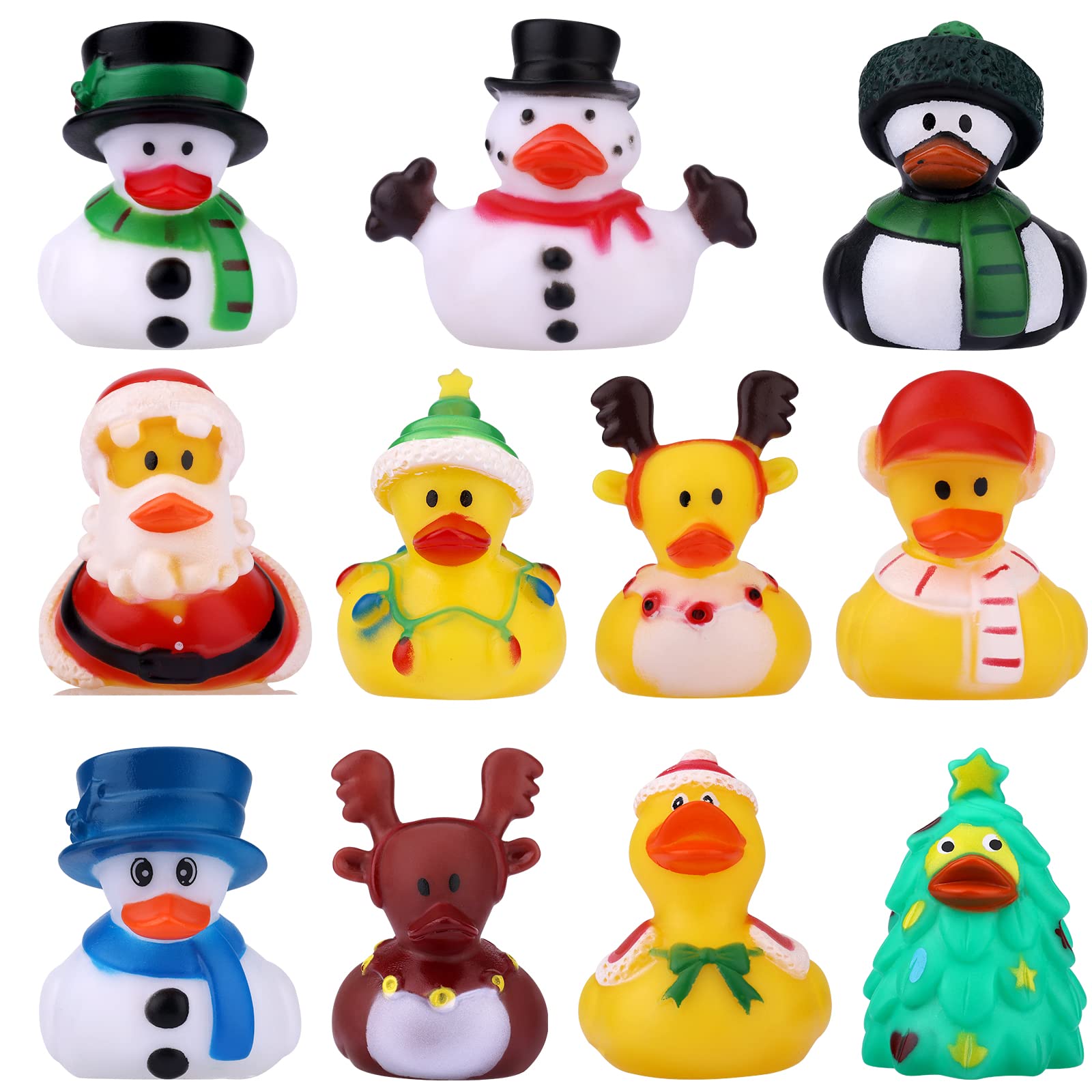 11pcs Christmas Rubber Ducks, Bath Rubber Ducky Toys Cute Assorted Holiday Rubber Ducks for Christmas Holiday Celebrations Party Supplies Gifts