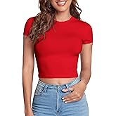 Verdusa Women's Basic Casual Summer Crop Tee Tops Slim Fitted Cropped T Shirts Y2k Clothes