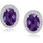 925 Sterling Silver Birthstone Stud Earrings for Women Men, Created Sapphire/Emerald/Ruby/Spinel Earrings Birthday Everyday Jewelry(with Box)