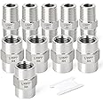 GASHER 4PCS 304 Stainless Steel Pipe Fitting, Hex Nipple Hex Coupling, 1/4" x 1/4" NPT Male Thread Pipe, 1/4Inch x 1/4Inch NPT Female Thread Pipe