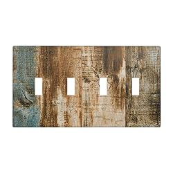 Brown Wood 4 Gang Light Switch Cover Decorative