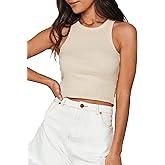 KAMISSY Cotton Rib-Knit Racerback Basic Tank Tops for Women Girls Sleeveless Vest Binding Y2k Crop Tank Top