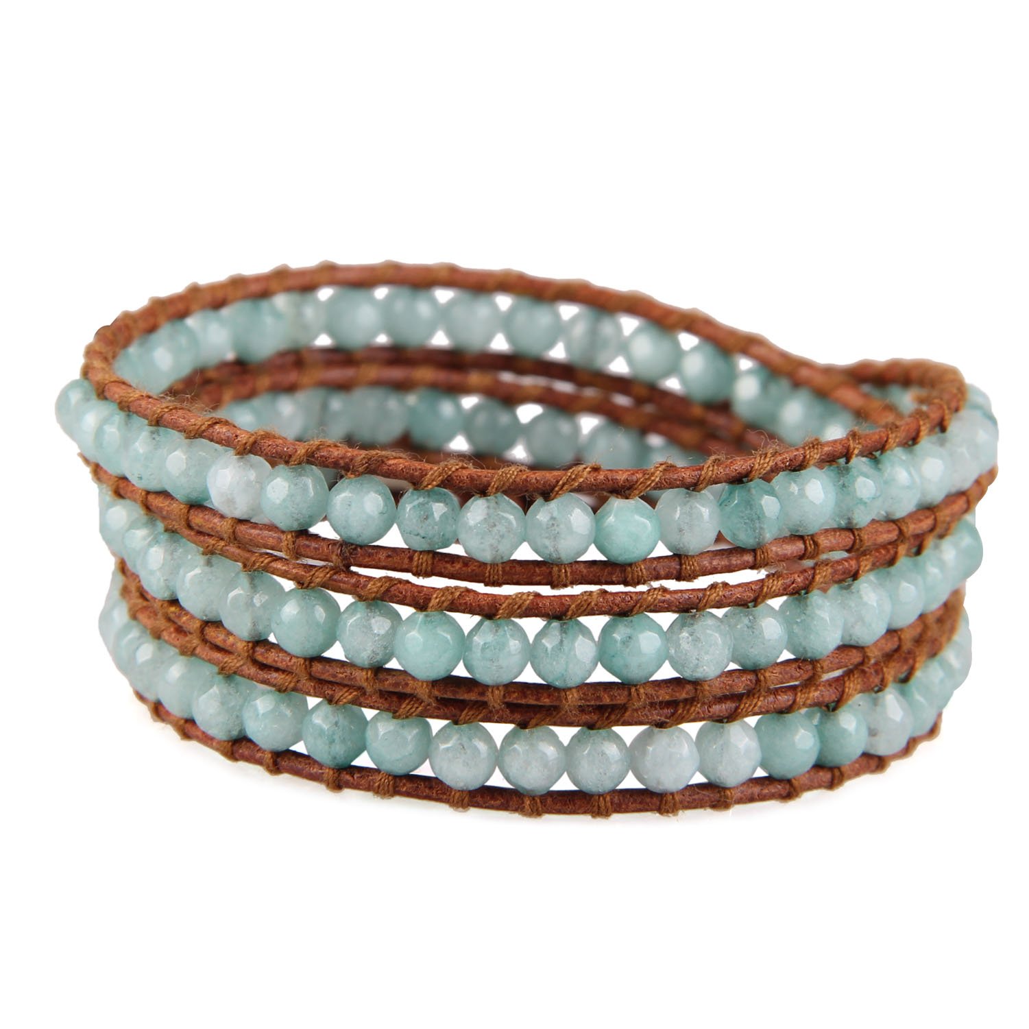 KELITCH Agate Wrap Bracelets Leather Adjustable Bracelets Charm Vintage Bracelet