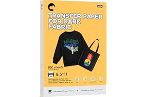 Hiipoo Heat Transfer Paper for T Shirts 100 Sheets, 8.5"x11" Printable Heat Transfer Vinyl for Inkjet Printer Iron on Transfers for Dark Fabric