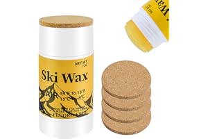 72g Rub on Ski Snowboard Wax with 4Pcs Cork Applicators, Portable Universal Nordic Glide Cross-Country Wax PFAS-Free Ski Snow
