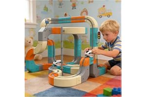 Yonsaeik 3D Infinity Track 66 PCS Electric Train Set with 3D Flexible Track, Interactive Race Track Toy for Kids, Buildable S
