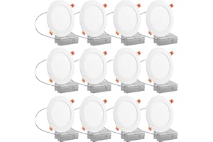 TDLOL 12 Pack Recessed Lighting 6 Inch with Junction Box, 12W 120W Eqv Recessed Lighting, LED Ceiling Light, Dimmable Can Lights, 5000K Daylight White 1050LM High Brightness Recessed Lights - ETL
